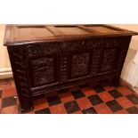 A late 17th Century oak chest, circa 1680, triple