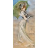 William Henry Barribal (British, 1874-1952), an elegant lady holding a parasol, signed and dated