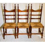 An unusual set of six 20th Century mahogany high l