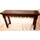 A Jacobean revival oak console table, a 19th centu