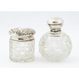 A George V silver topped cut-glass Scent Bottle wi