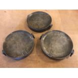 Three antique pewter warming plates, all with Lond