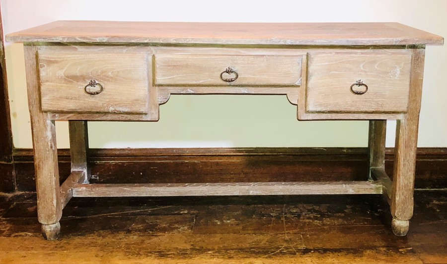 A 19th Century Limed pine/oak hall table, slight o