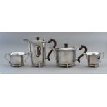 A George VI silver four piece Art Deco tea set, ci