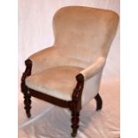 A Victorian walnut/rosewood armchair, circa 1860,