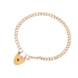 A 9ct rose gold curb link bracelet with padlock cl