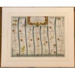 John Ogilby. The Road from Hereford to Leicester, map, hand-coloured copper engraving on laid/