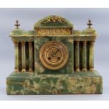 A late 19th Century bracket clock, green onyx case