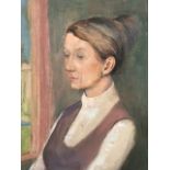 George Jardine (British,1920-2003), portrait of June Furlong, signed l.r., oil on board, 21 by 17cm,