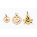 MASONIC INTEREST. A yellow gold Set Square and Com