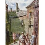 A. Newman (British, 20th Century), A Street in Bruges, signed l.l. gouache, 35 by 25cm, framed