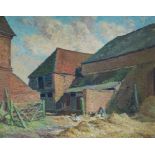 Osmund Hick Bissell (British, 1906-1968), a farmyard, signed and dated 1948 l.r., oil on canvas,  41