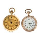 A Victorian 14K Pocket Watch with engine-turned ca
