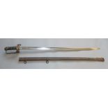 A Victorian dress sword, wire bound shagreen grip,