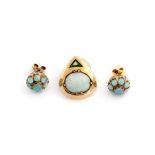 A pair of opal cluster Earrings each set eight rou