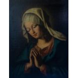 After Sassoferrato, The Madonna in Prayer, oil in canvas, 63 by 49cm, in an elaborate carved wood