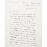 V. S. Naipaul. Sir Vidiadhar Surajprasad Naipaul (1932-2018). Autograph letter, signed, addressed to