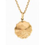 A 19th Century yellow gold locket, engraved landsc