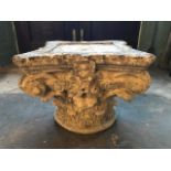 Garden Statuary, an antique carved stone corinthia