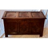 A Charles II and later oak blanket chest, circa 1670, hinged top enclosing an open candle box