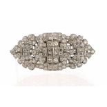 An Art Deco diamond Double lapel clip/brooch, each