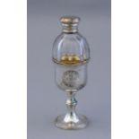 A William IV silver communion set, clear cut glass