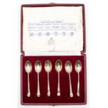 A cased set of six silver teaspoons, various hallm