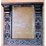 A 17th Century Revival oak mirror, in a carolean m