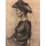 William Bulger (British, 20th Century), portrait of June Furlong wearing a hat, signed l.r.,