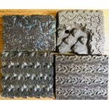 Collection of four silk printing blocks, carved wooden construction with handles, one with steel,