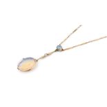 A 9ct opal Necklace with fancy fine link suspendin