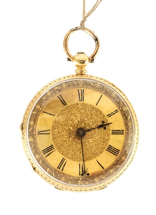An Victorian 18ct Pocket Watch, with engine-turned