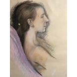 George Jardine (British,1920-2003), portrait of June Furlong reclining, signed l.l., pastel, 41 by