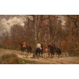 Auguste de Molin (French, 1821-1890), The Hunt, signed and dated 1873 l.r., oil on canvas, 35 by