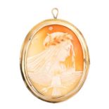 A Victorian/Edwardian Shell Cameo Brooch/Pendant,