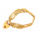 An 18ct yellow gold padlock gate bracelet, approxi