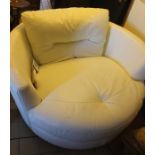 LOCATED AT GRESLEY A 1990s large white leatherette bucket chair