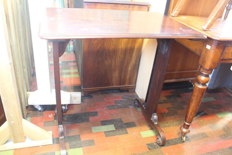 ***LOCATED AT GRESLEY**** A mahogany 19th Century side table with scrolled feet, upper section