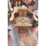 ***LOCATED AT GRESLEY****Indian early 20th Century inlaid hall chair, 80cm high