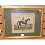 A 19th Century watercolour, indistinctly signed l r, of a racehorse  'Blue Gown', framed and glazed,