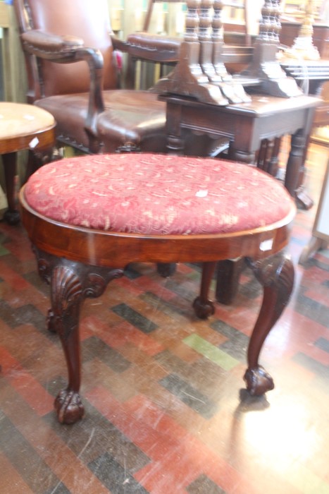 ***LOCATED AT GRESLEY****Two 1920's reproduction Regency oval stools with ball and claw feet - Image 2 of 2