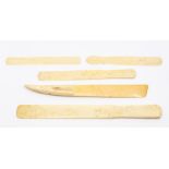 ***WITHDRAWN***  Five Victorian ivory page turners various lengths, from 18cm - 32cm  (belonged to