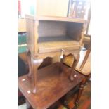 ***LOCATED AT GRESLEY****A 19th Century oak side pot cupboard on cabriole legs, pull out shelf,