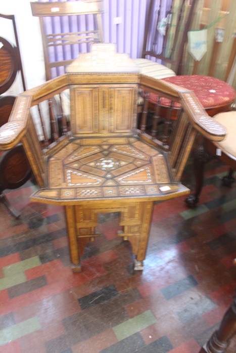 ***LOCATED AT GRESLEY****Indian early 20th Century inlaid hall chair, 80cm high - Image 4 of 4