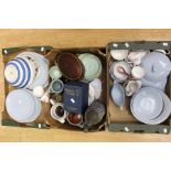 A collection of 20th Century tea sets, Steins, Blue Cloud wares, Cornish wares, bowl stone ware etc