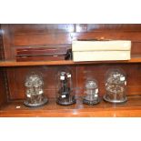 Four various thimble dome cases, plus four further wall thimble cabinets (q)