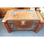 ***LOCATED AT GRESLEY**** A Chinese hardwood camphor chest with single internal shelf, early 20th