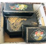 ***ITEM LOCATED AT BISHTON HALL ***Chinoiserie lacquered tea caddy, jewellery boxes. (3)