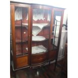 ***LOCATED AT GRESLEY**** Edwardian serpentine glazed mahogany living room display cabinet with