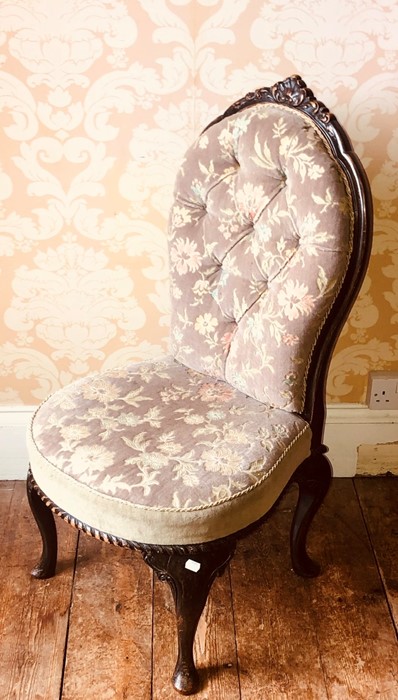 ***OBJECT LOCATION BISHTON HALL ** A late Victorian oak nursing chair, circa 1890, raised on